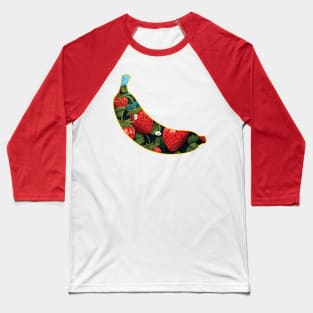 Banana Shape Strawberries Design Baseball T-Shirt